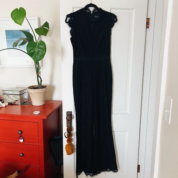 Rachel Zoe Reesa Scalloped Lace Jumpsuit, Black, 2 - Picture 6 of 12